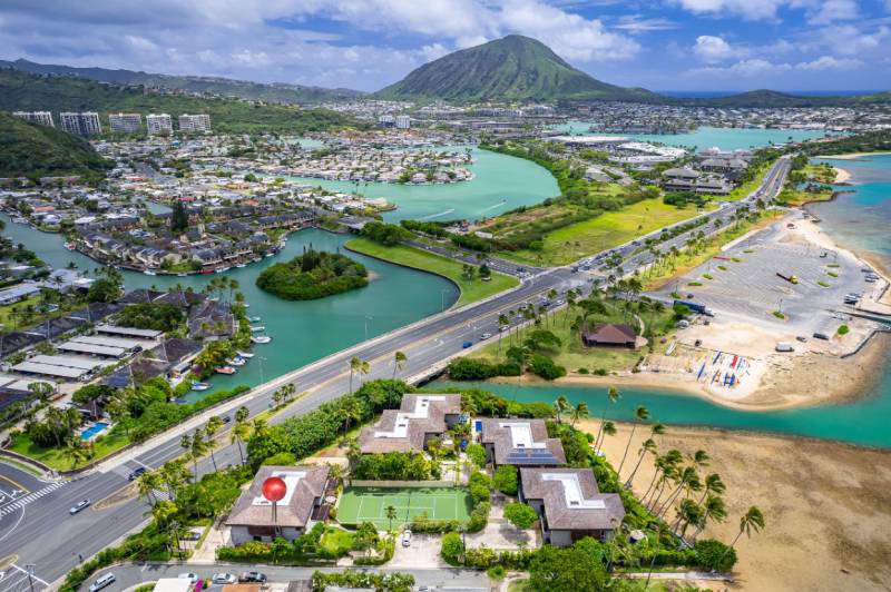 aerial view of oahu home for sale