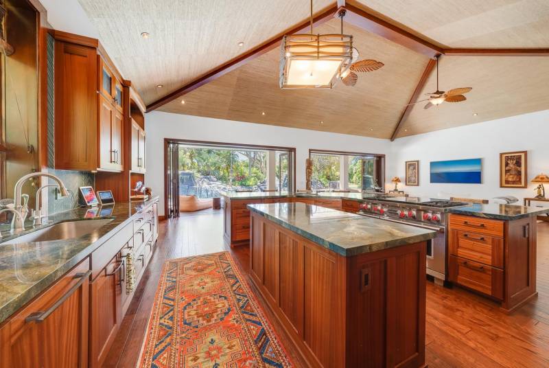 modern maximal kitchen in maui home for sale