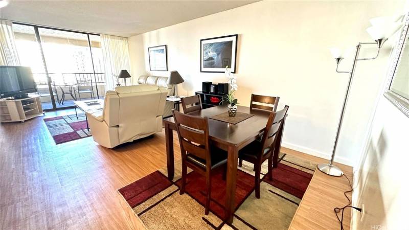 dining and living area in condo
