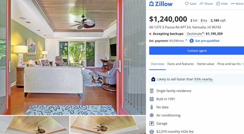 Example of listing on Zillow Accepting Backups