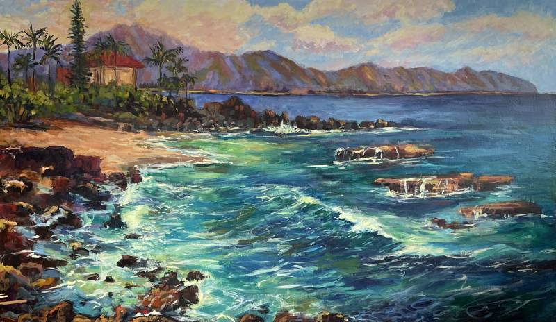en plein air painting of the ocean