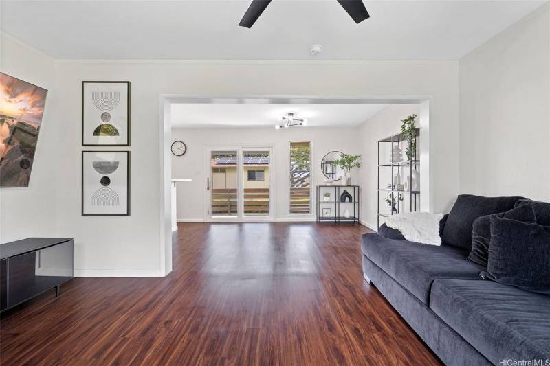vinyl wood floors in living area