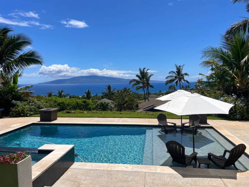 pool in maui home with mountain views