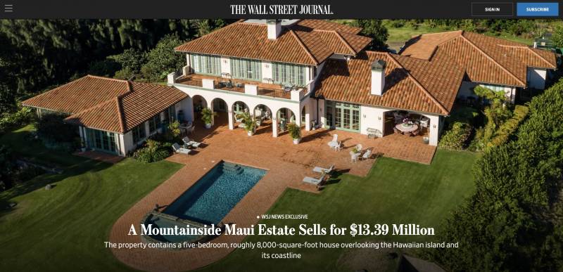 mountainside maui estate sells for $13.39 million
