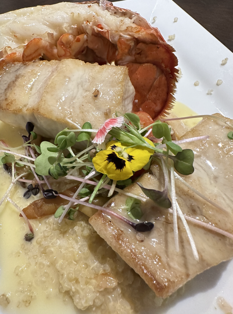 lobster topped with edible flowers