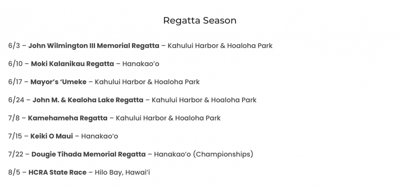 regatta schedule