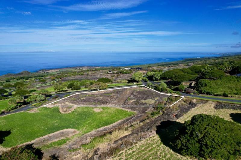 aerial view of lot lines at hokulia lot for sale