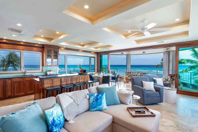 open floor plan and ocean views on two sides