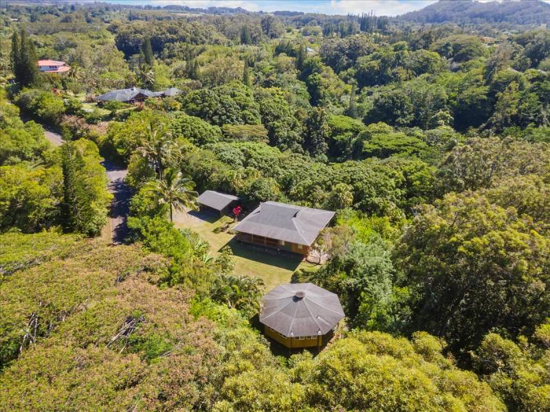 aerial view of north shore maui cottage