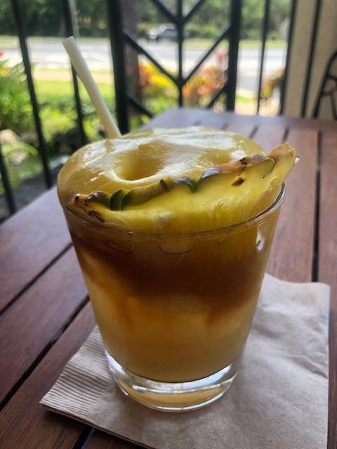 piece of pineapple in drink on maui