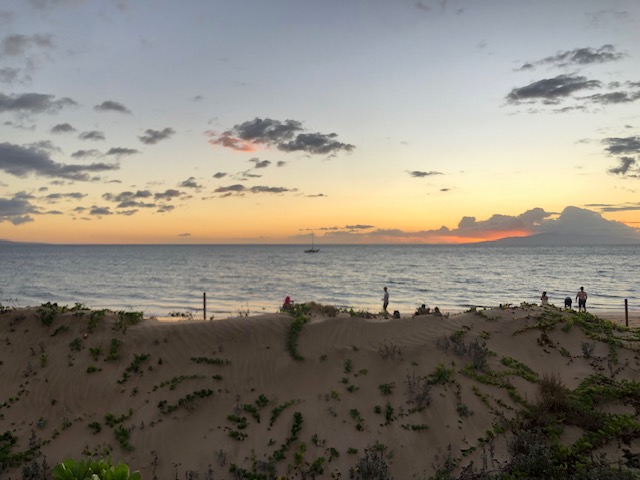 sunset over the ocean on maui