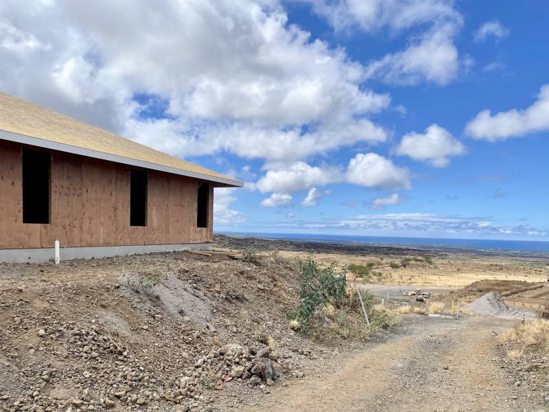 home under construction with ocean views on big island hawaii