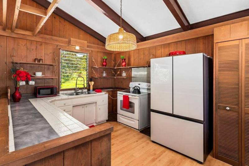 wood walls and floor in south kona home for sale