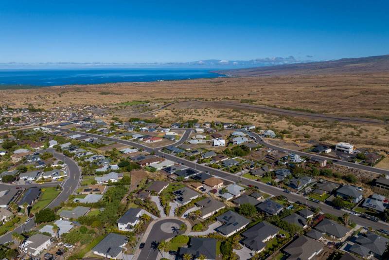 aerial view of kohala coast neighborhood on big island hawaii