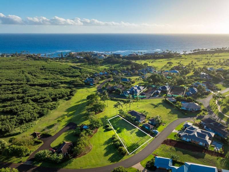 aerial view of kukuiula lot for sale near the ocean