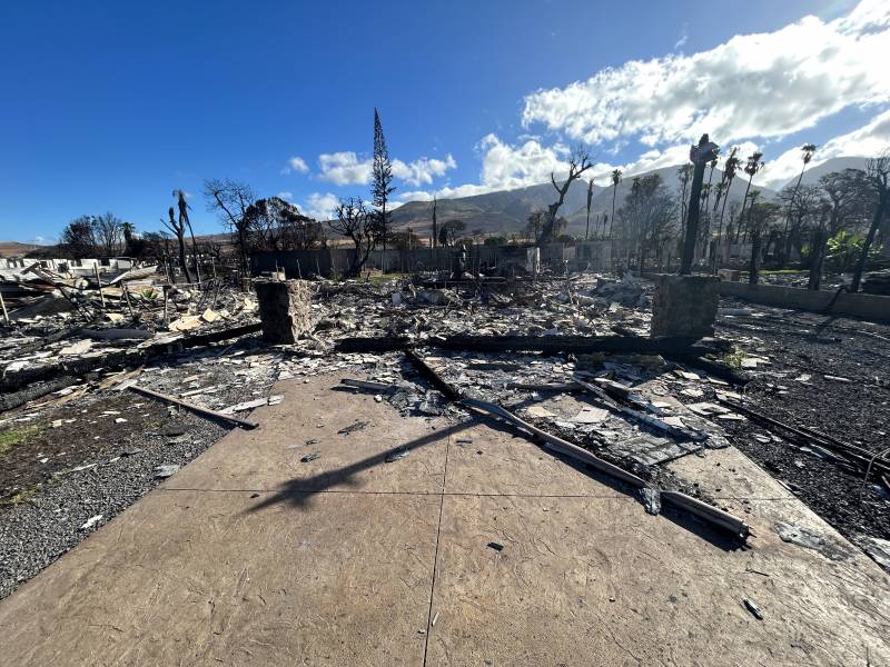 burned down home remains after lahaina wildfire