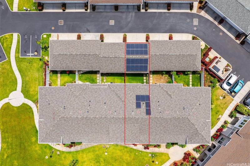 aerial view of hoakalei townhome with home for sale outlined in red