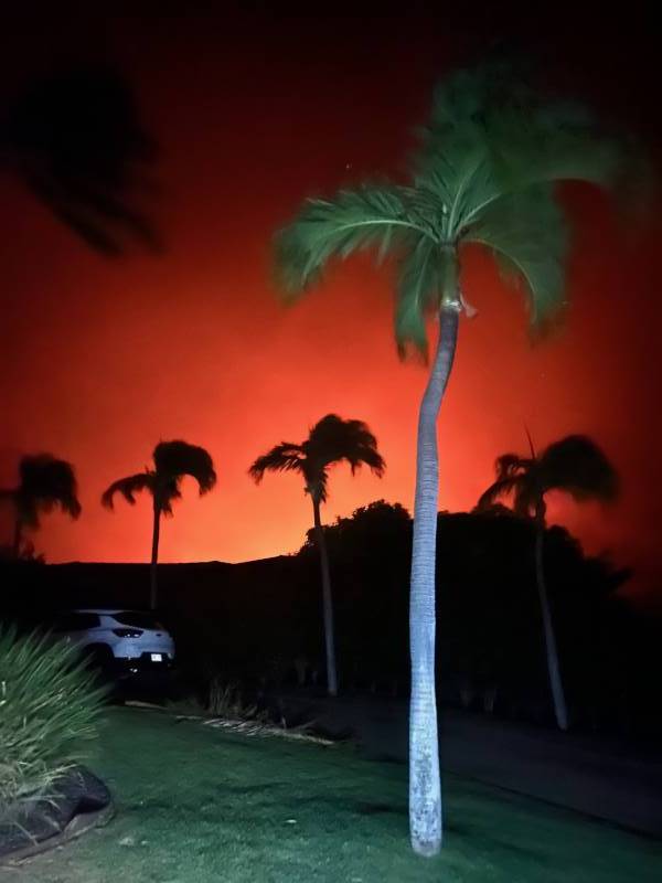 red smoke as fire burns in west maui