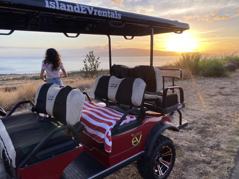 electric golf cart on the beach on maui