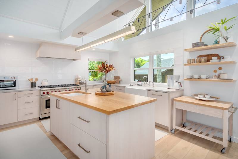 bright and open contemporary kitchen in kauai house for sale