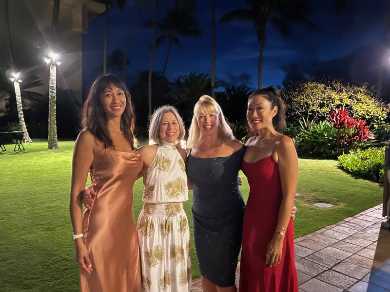 women at formal evening event in hawaii
