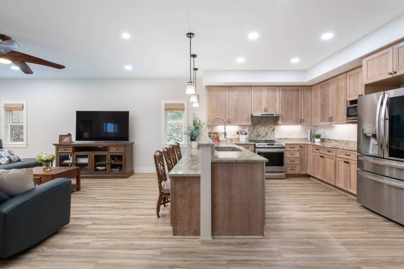 open floor plan kitchen and living space