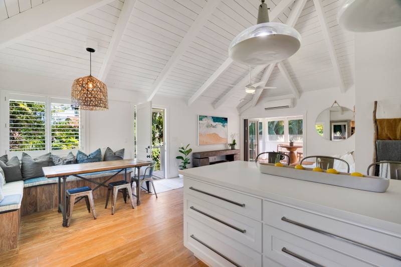 kitchen with built in bench seating at breakfast nook