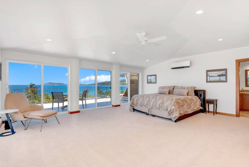 Primary bedroom on second floor with amazing views of East Honolulu. 