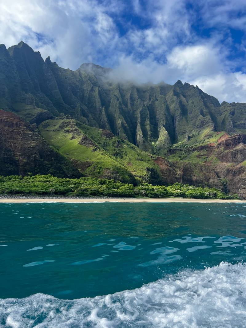 kauai mountains along coastline