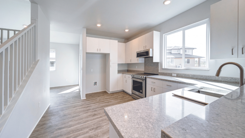 white and gray kitchen