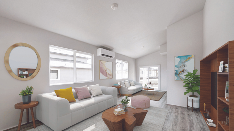 living room in new build home on oahu