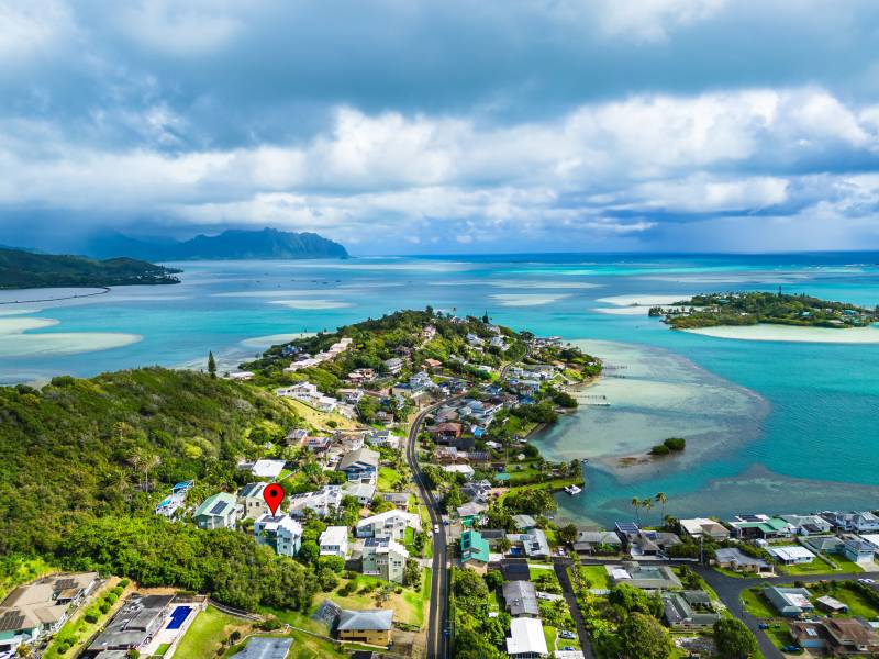 aerial view of oahu home for sale