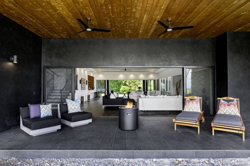 modern gray indoor outdoor living space