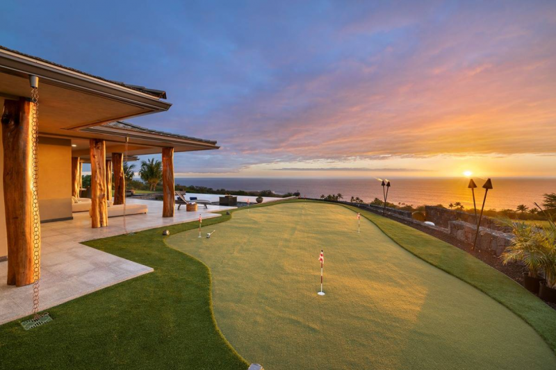 putting green in backyard and ocean views