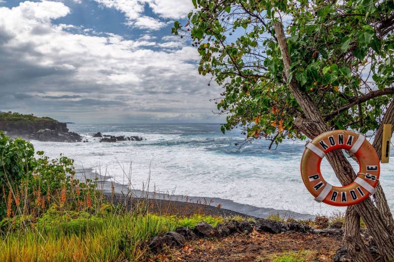 stormy sky at kona paradise beach on big island hawaii