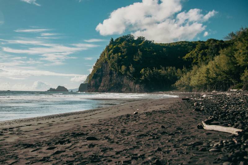 picturesque black sand beach on big island hawaii