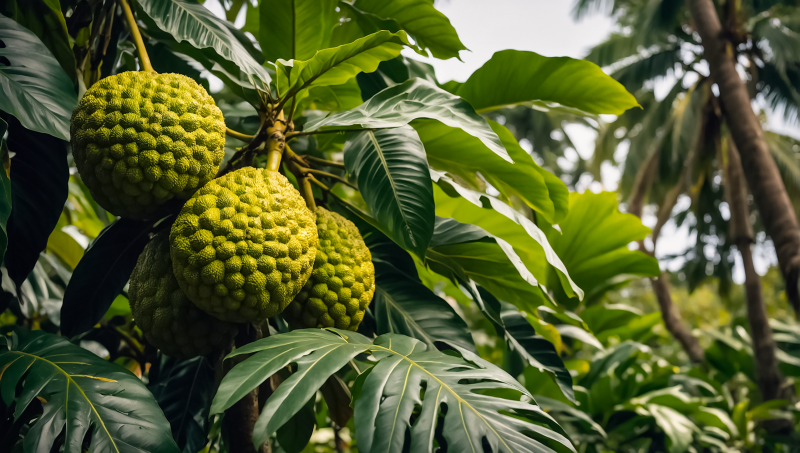 breadfruit on tree