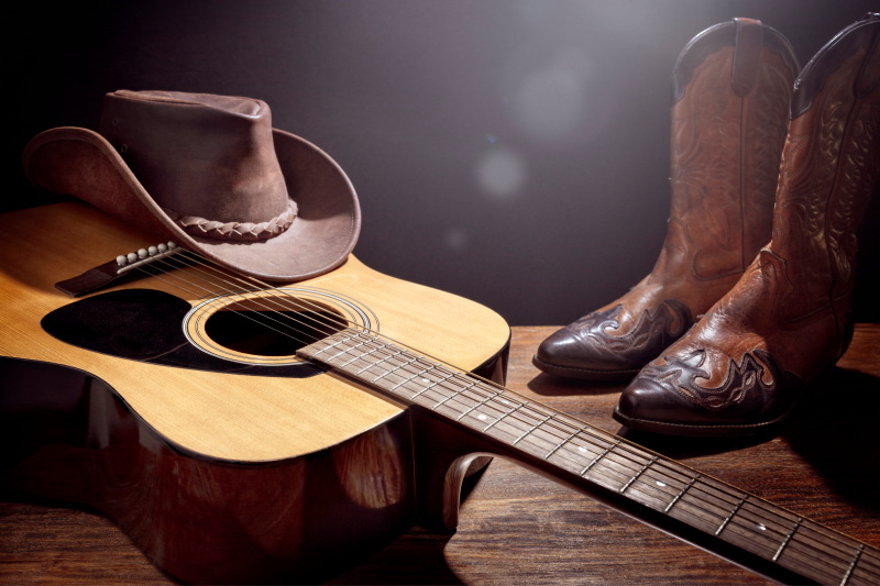 guitar and cowboy hat