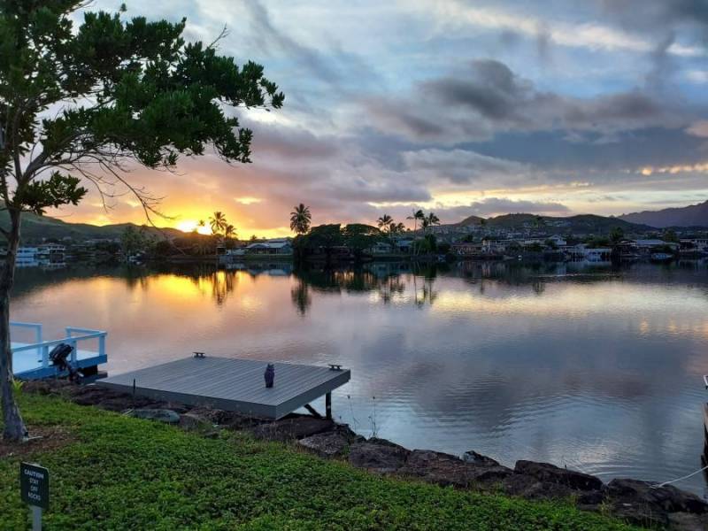 enchanted lake at sunset