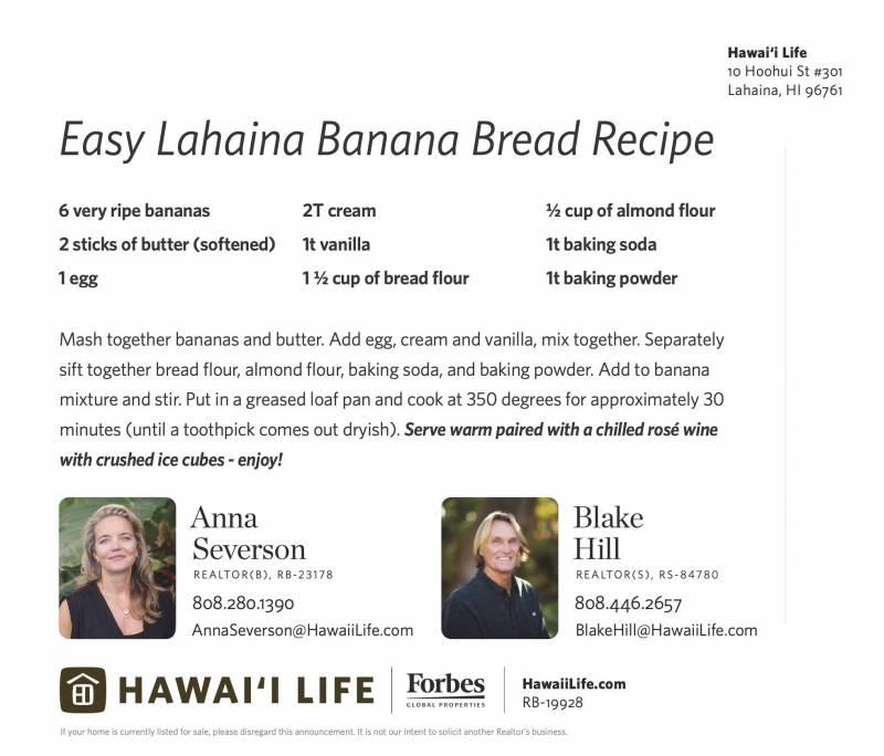 lahaina banana bread recipe