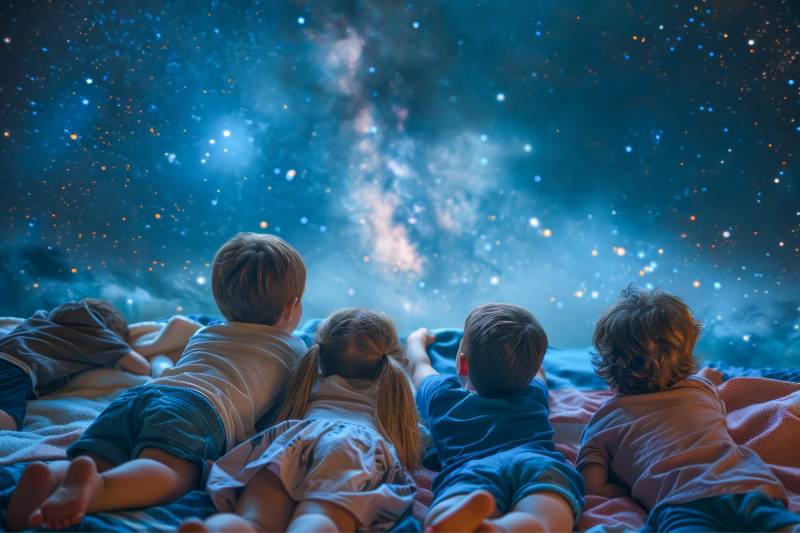 kids stargazing