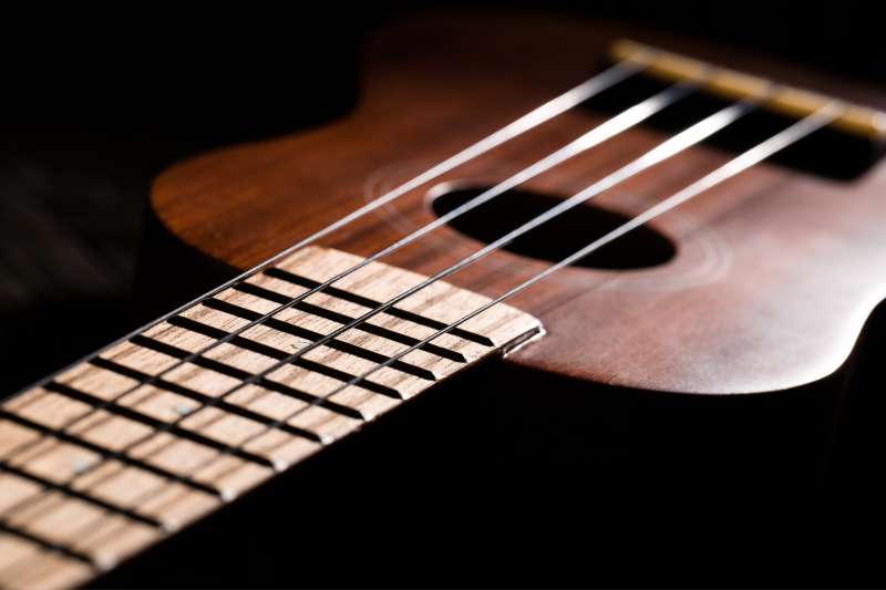 close up of ukulele