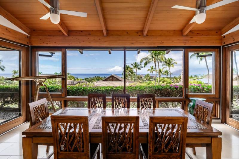 ocean view from dining room in luxury maui house for sale