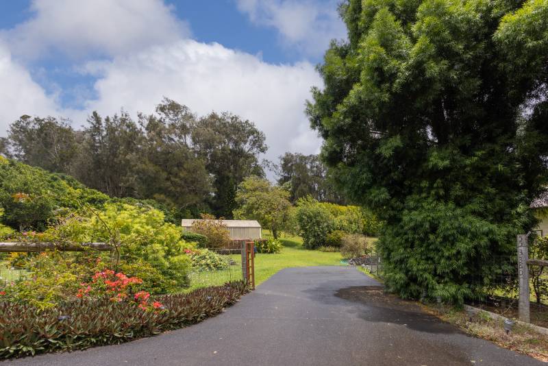 driveway leading to hawaii country home with greenhouse