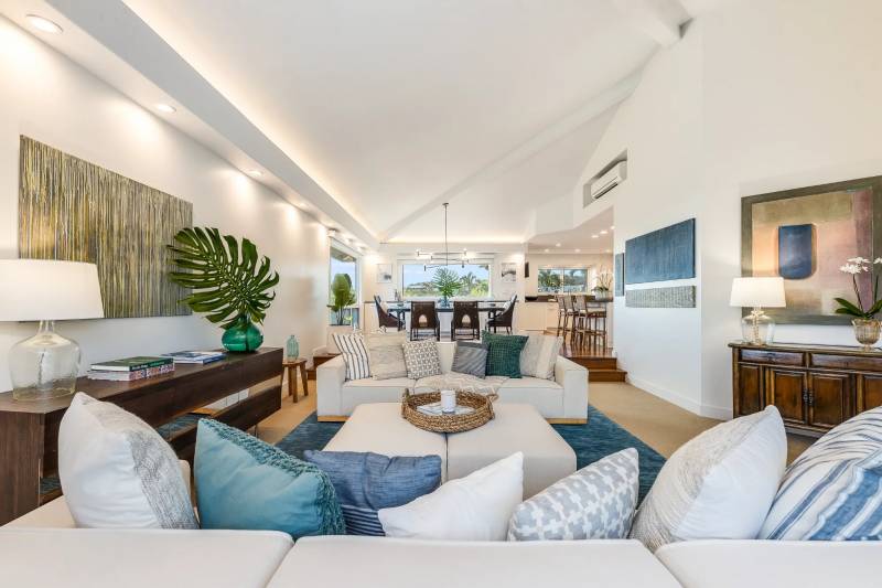 living space looking through to kitchen in hawaii loa ridge honolulu home