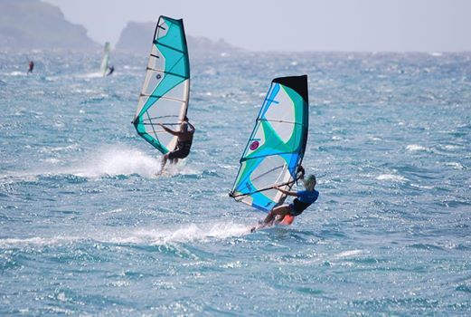 Steve and friend Sandra windsurfing