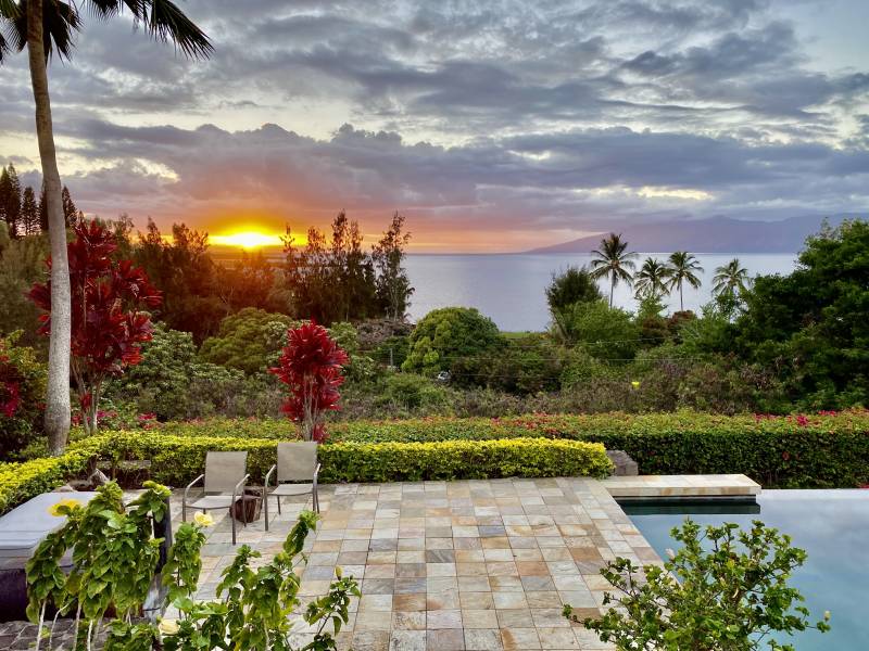 Pool with a sunset view on maui