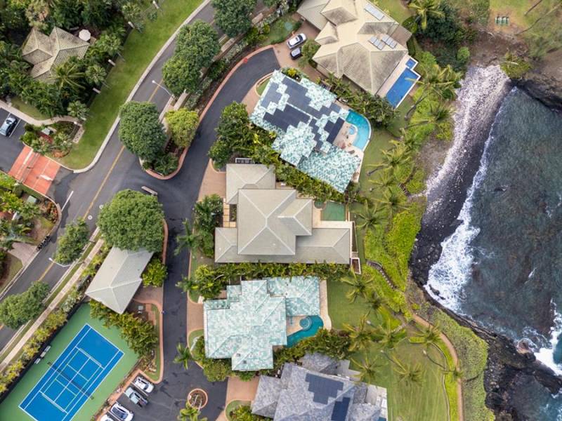 aerial view of oceanfront makena maui estate