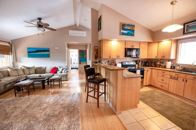 kitchen and living space in maui home with ohana unit