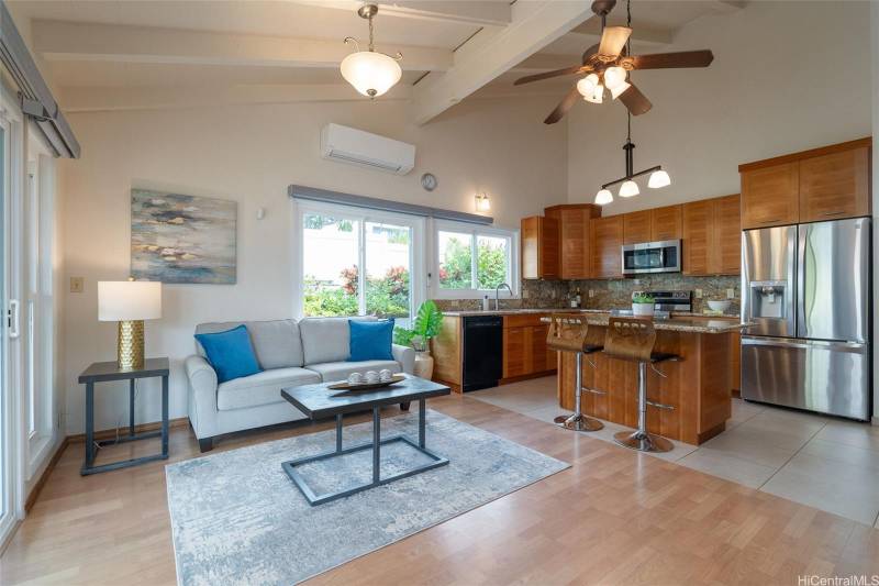 seating area next to kitchen